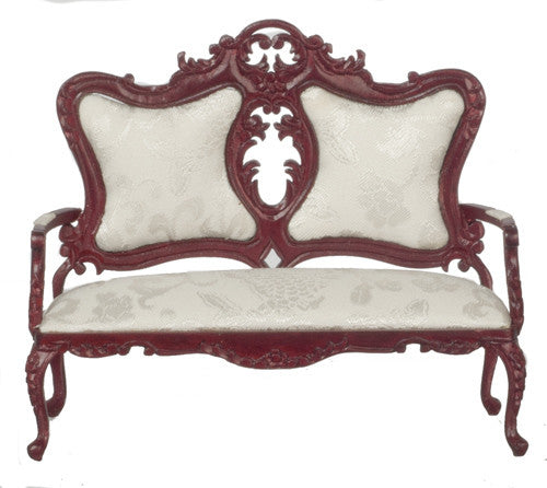 Fancy Victorian Sofa- Mahogany with white