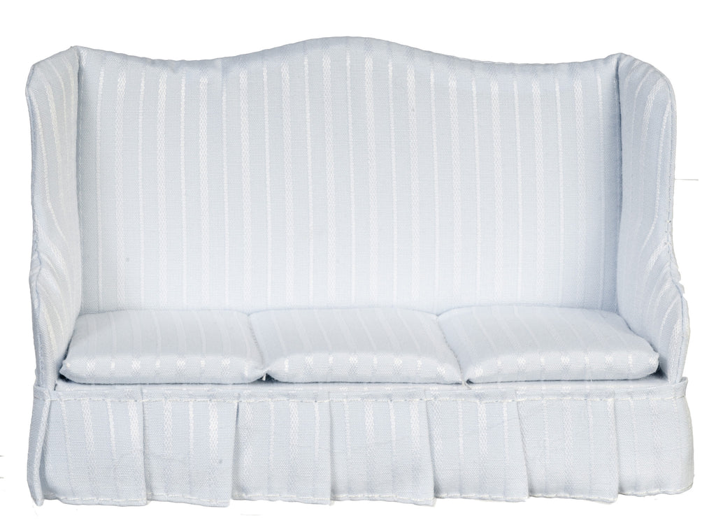 Traditional Satin Sofa - Pale Blue