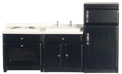 3pc Traditional Kitchen Appliance Set - Black, White and Silver