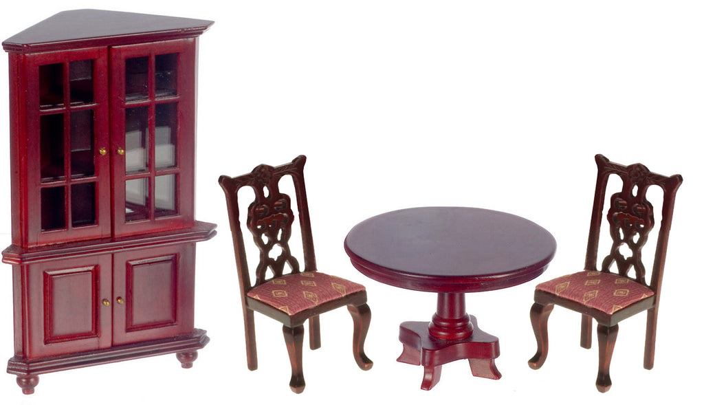 4pc Victorian Dining Room Set - Mahogany with Rose