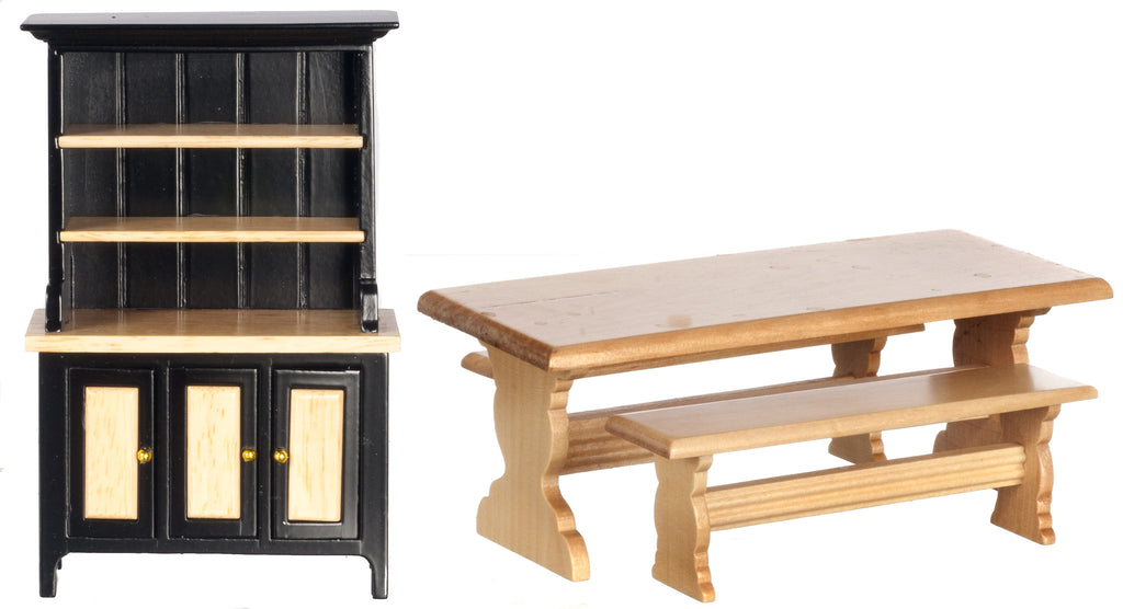 4pc Dining Room Set - Oak with Black