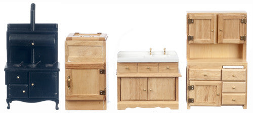 4pc Old Fashioned Kitchen Set - Oak