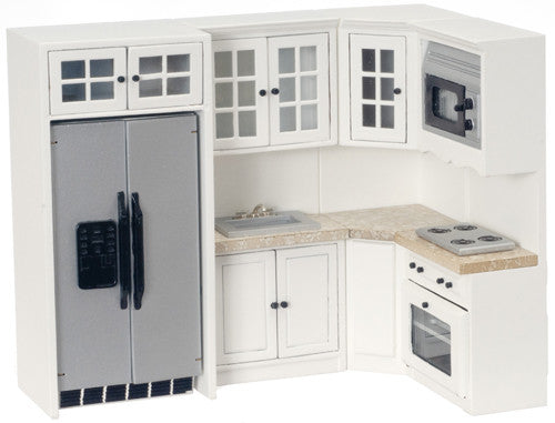 4pc Kitchen Set - White with Marble