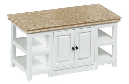 Kitchen Center Island - white with marble