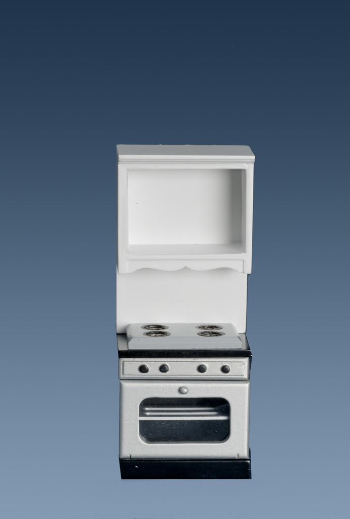 Kitchen Stove with Microwave Space - White with Black and Silver
