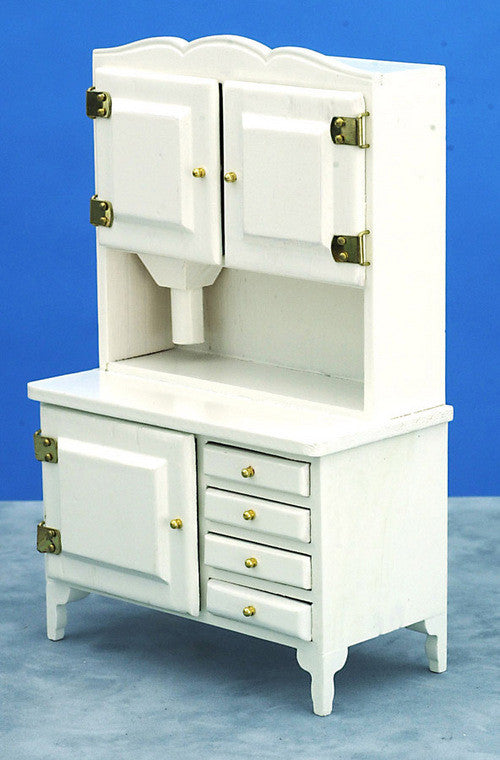Kitchen Flour Bin Hutch - White with Gold detail