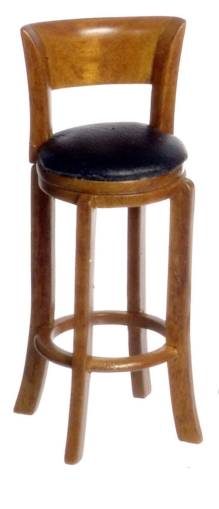 Tall Bar Stool - Walnut with black Leather