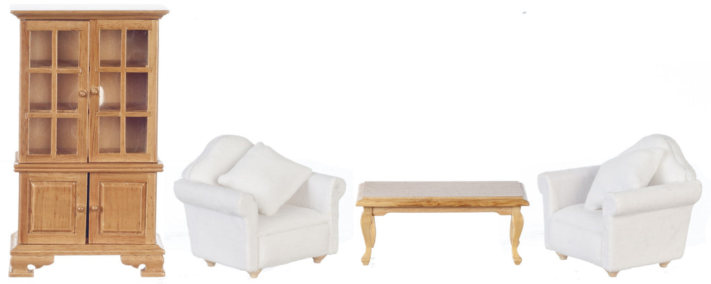 4 pc Traditional Living Room Set - Walnut with White
