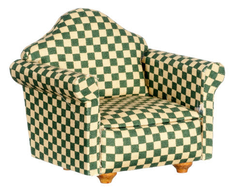 Traditional Chair - Walnut with Green and Tan