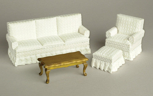 4 pc Traditional Living Room Set - Walnut with White