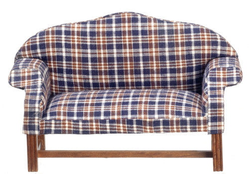 Plaid Settee- Walnut with Dark Plaid