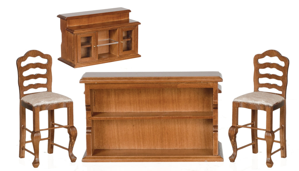 3pc Large Bar Set - Walnut with Tan