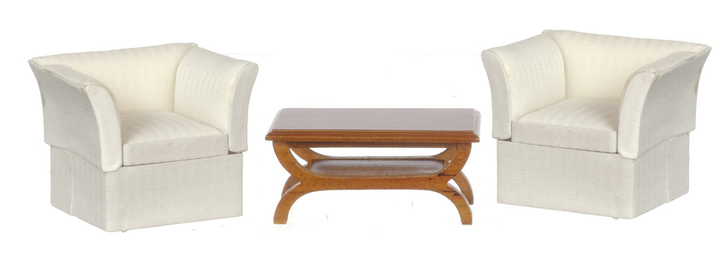 Modern Conversational Set - Walnut with White