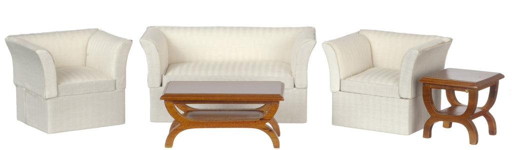 5 pc Modern Living Room Set- Walnut with White