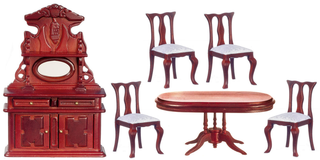 6pc Victorian Dining Room Set - Mahogany with White