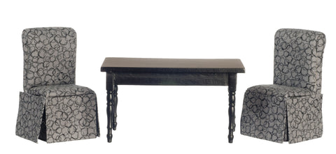 3pc Traditional Table and Chair Set - Black with Grey