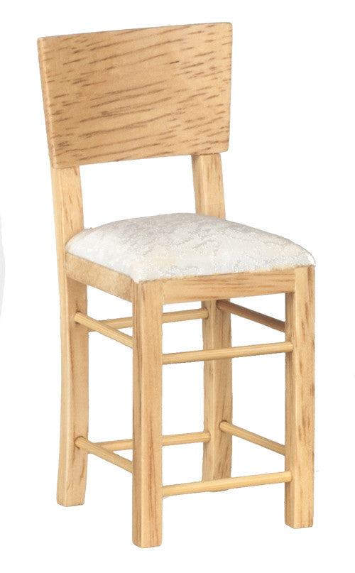 Traditional Stool with Back - Oak with Cream