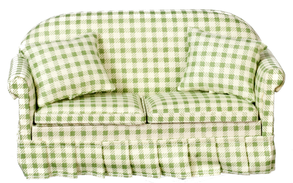 Traditional Gingham Sofa - Green and White Gingham