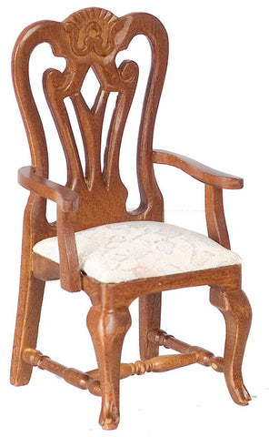 Carved Armchair - Walnut with White