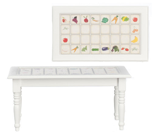 Traditional Dining Table with Decal - White