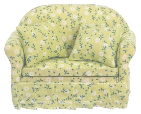 Traditional Floral Small Sofa - Green