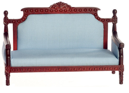 Victorian Sofa - Mahogany with light powered blue