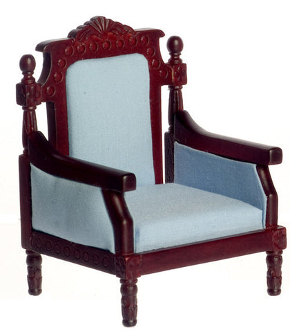 Victorian Empire Chair- Mahogany with light powder blue