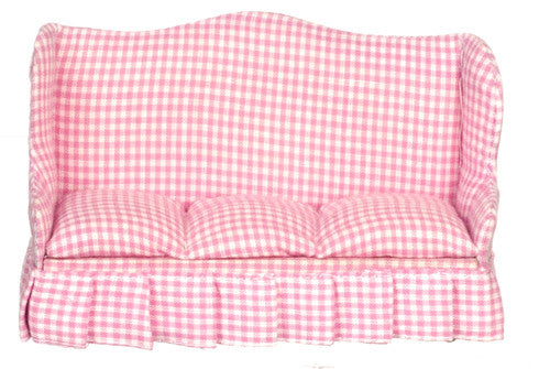 Traditional Gingham Sofa - Pink and White