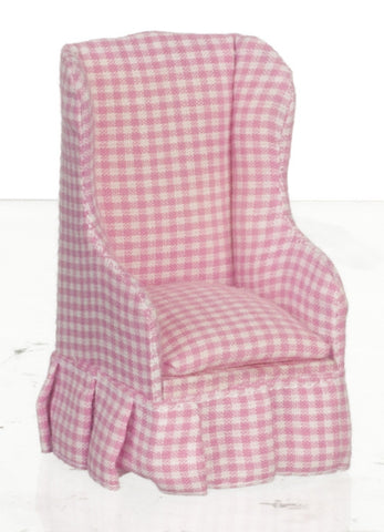 Traditional Gingham Chair - white and pink