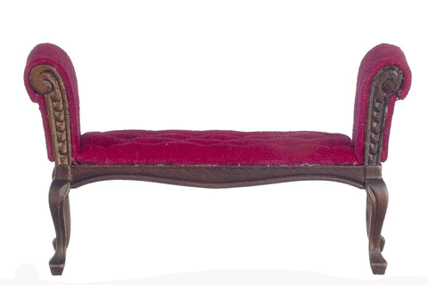 Victorian Settee - Walnut with Red
