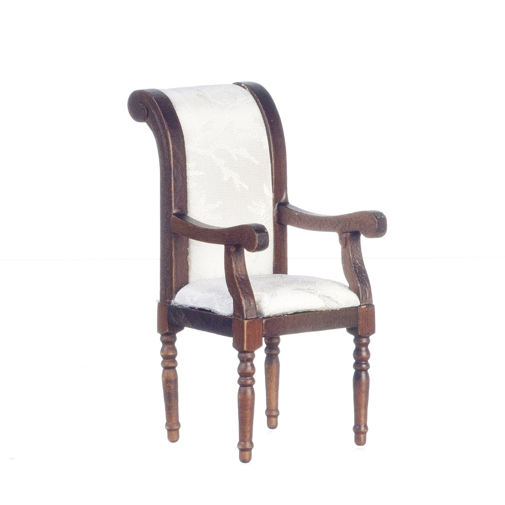 High Back Armchair - walnut with White