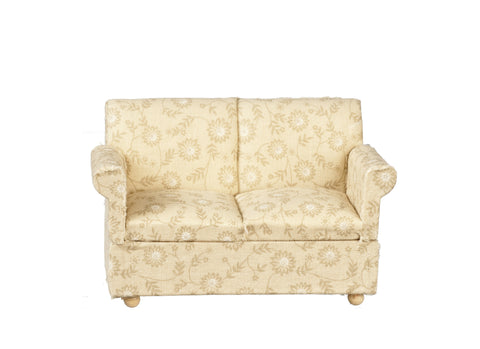 Traditional Loveseat - Tan and White Floral