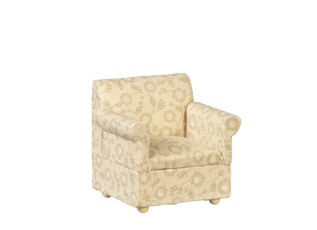 traditional Chair - Tan and White Floral