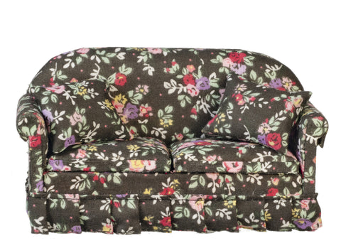 Traditional Sofa - black with floral