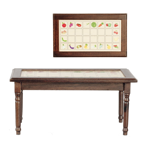 Kitchen Table With Decal - Walnut with Colorful Decal
