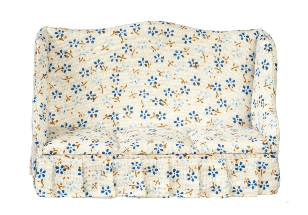 Traditional Floral Sofa - white, tan, blue, and light blue