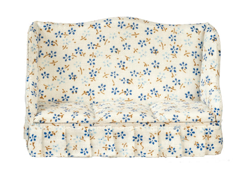 Traditional Floral Sofa - white, tan, blue, and light blue