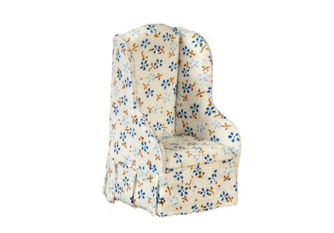 Floral Traditional Chair - white, tan, blue, and light blue