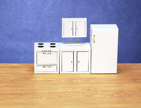 4pc Modern Kitchen Set - white with gold
