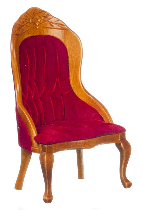 Victorian Gent's Chair - Walnut with red