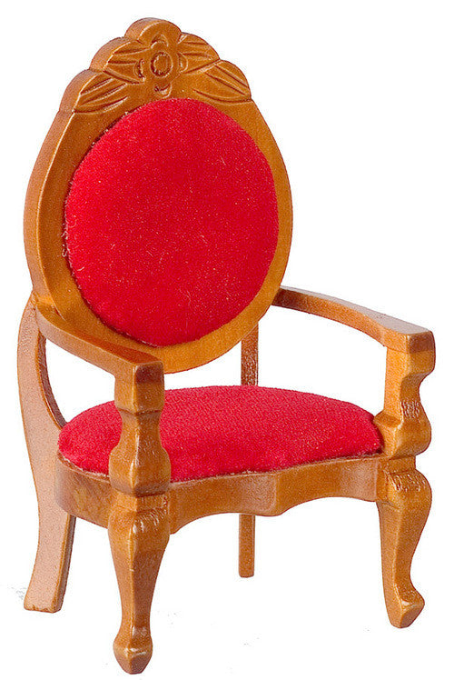 Victorian Mirror Back Chair - Wanut with Red