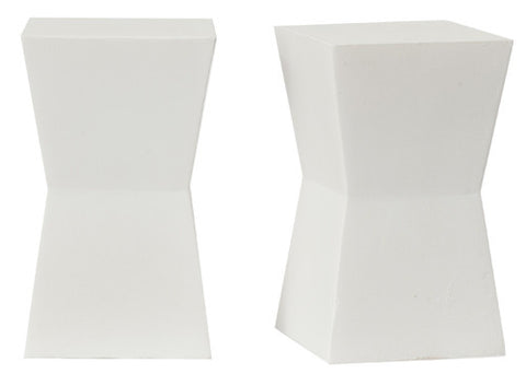 2 pc Block Table Set - White Resin