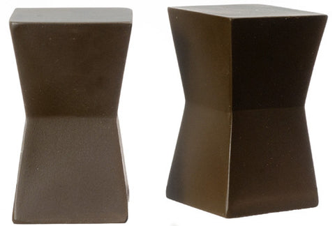 2 pc Block Table Set - Brown Resin