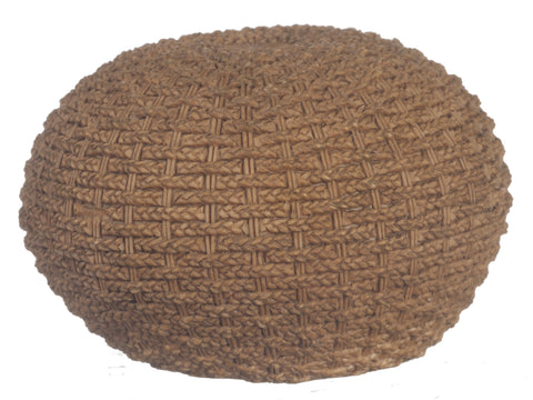 Braided Wicker Ottoman - Brown Resin