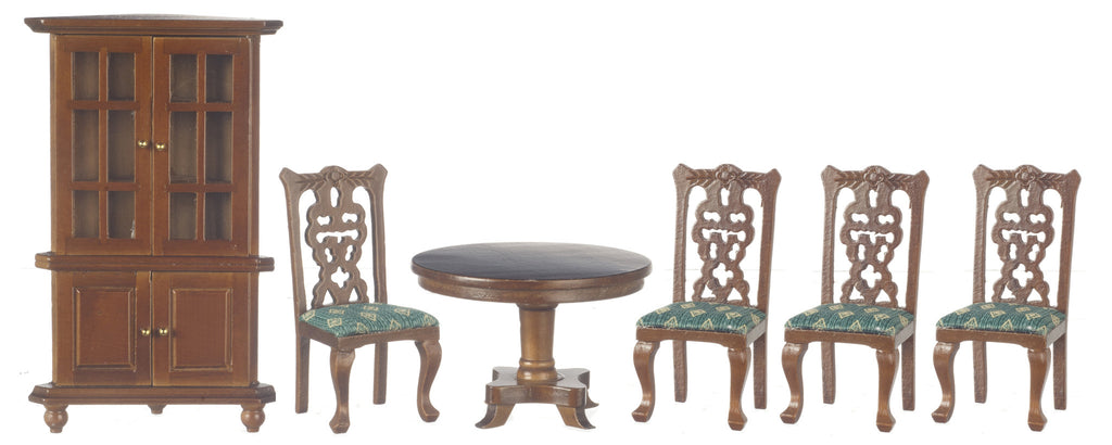 6pc Dining Room Set - Walnut with Green