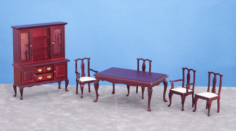 6pc Victorian Dining Room Set - Mahogany with White