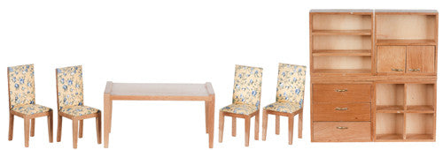 6pc Modern Dining Room Set - Walnut with Yellow Floral