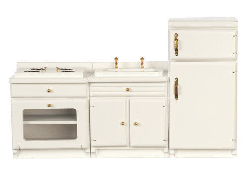 3pc White Traditional Appliance Set - White with Gold