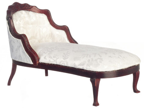 Victorian Fainting Couch - Mahogany with white