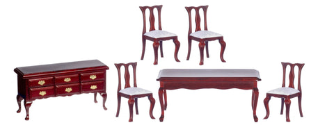 6pc Victorian Dining Room Set - Mahogany with White